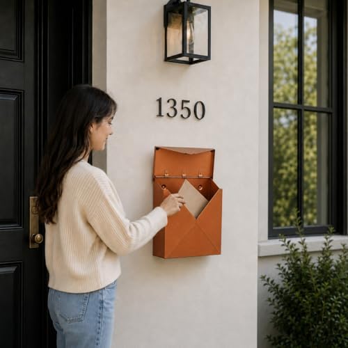 NACH Mailboxes for Outside Wall Mount, 10 x 10 x 4 inch Rustic Brown Mail Boxes for House Outside