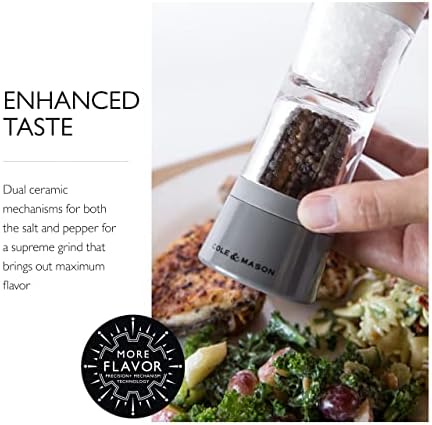 Cole & Mason Lincoln Duo Salt and Pepper Grinder Combo, Acrylic Combination Mill Includes Premium Salt and Peppercorns