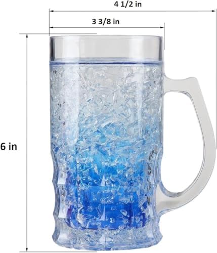 Lily's Home Freezer Beer Mugs - Set of 4 Freezable Gel-Filled 16 oz BPA-Free Acrylic Frozen Mugs for Outdoor Entertaining and Gifting