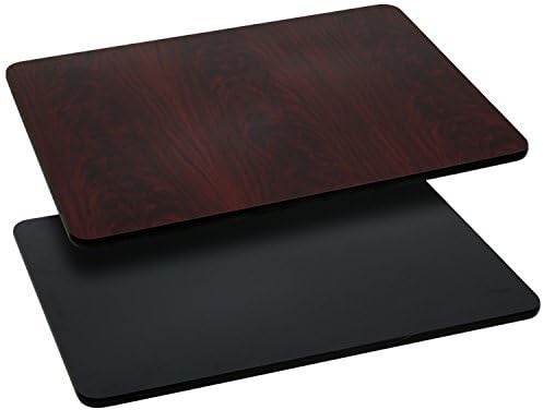 Flash Furniture 30x24" Reversible Table Top, Black/Mahogany | Reversible Laminate Top, Durable Construction, Commercial Use
