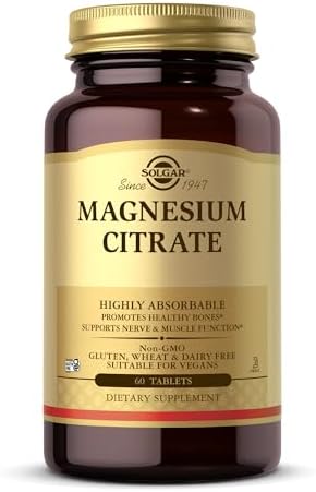 Solgar Magnesium Citrate, 120 Tablets - Promotes Calm, Non-GMO, Gluten Free | Supports Muscle Function and Relaxation, Gluten Free - 120 Tablet Serving