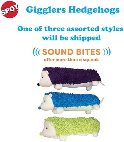 SPOT Gigglers Hedgehog Dog Toy, 12-Inch Plush Toy with Built-in Giggle Sound, Textured Body for Sensory Play, Durable Design for Moderate Chewers