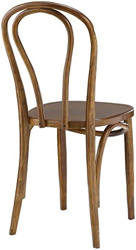Modway Eon Natural Elm Wood Kitchen and Dining Room Chair in Black - Fully Assembled