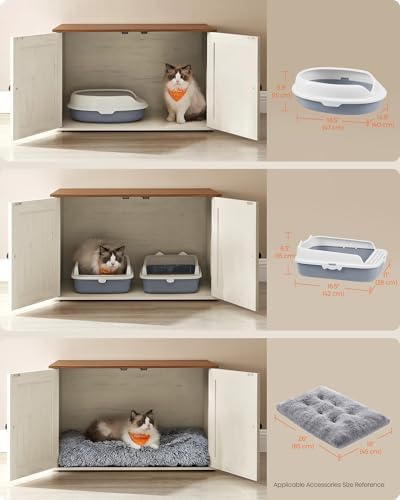 Feandrea Cat Litter Box Enclosure, End Table, 31.5 x 20.9 x 19.7 Inches