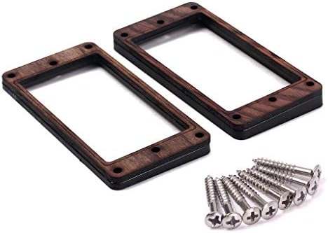 Alnicov 2 Pcs Rosewood Curved Bottom Humbucker Pickup Ring Set for Epiphone Guitar Accessories