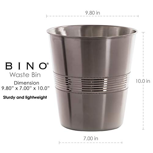 BINO Metal Waste Basket for Home, Office, Bathroom, Dorm, Kitchen and More | Trash Can Bin for Bedroom | Desk Trash Can | Home Essentials