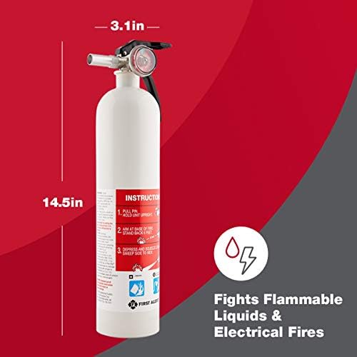 First Alert Fire Extinguisher, Standard Garage Use | GARAGE10 UL RATED 10-B:C, Red 1-Pack