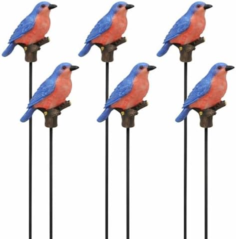 Bluebird Garden Stakes Set of 3 – Decorative Metal Yard & Plant Stakes – Bluebird Outdoor Décor for Flower Pots