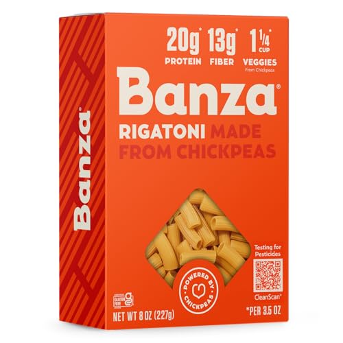 Banza Cavatappi Pasta from Chickpeas - Gluten Free, High Protein, and Lower Carb Protein Cavatappi Chickpea Pasta - 8oz | High Protein Pasta with 20g per Serving - No-Compromises Taste & Texture - Gluten Free and Lower Carb