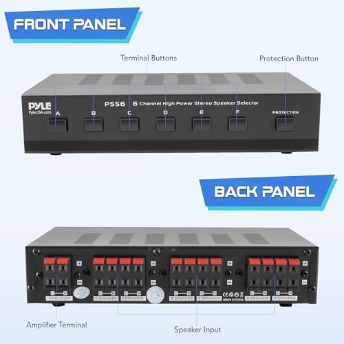 PYLE PSS6 Home 6-Channel High Power Stereo Speaker Selector, Black