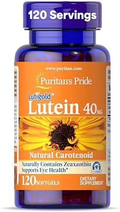 Puritan's Pride Premium Lutigold™ Lutein Carotenoid 40mg with Zeaxanthin | For Men and Women, Dietary Supplement for Eye Health Support