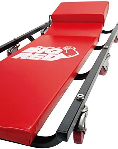 BIG RED TR6452 Torin Rolling Garage/Shop Creeper: 40" Padded Mechanic Cart with Adjustable Headrest and 6 Casters, Red