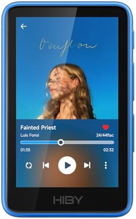 HiBy Music R1 Bluetooth MP3 Player with Touchscreen, Hi-Res Audio & Wireless Dual Certified, Supports Tidal & Qobuz Streaming, LDAC, Expandable Storage up to 2TB, 15-Hour Playtime