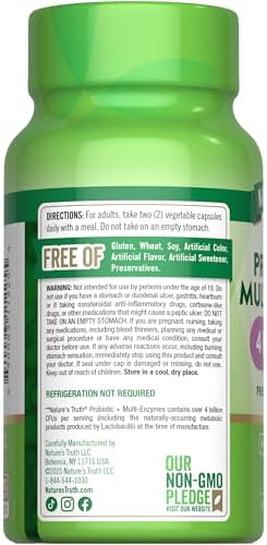 Nature's Truth Probiotics with Enzymes | 60 Capsules | for Men and Women