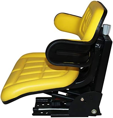 TRAC SEATS YELLOW WAFFLE STYLE UNIVERSAL TRACTOR SUSPENSION SEAT WITH TILT FITS JOHN DEERE 5200 5210 5300 5310