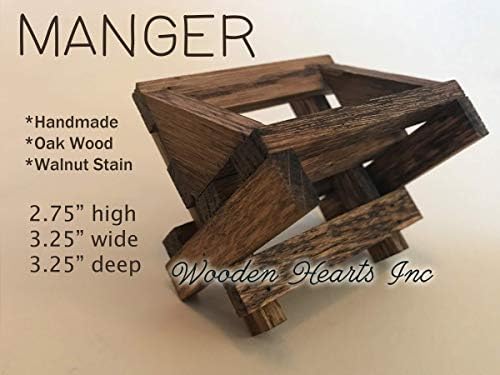 Baby Manger Oak -Angel Stand, Antique White Wood (Fits a Willow Tree Angels and Nativity Figurines)