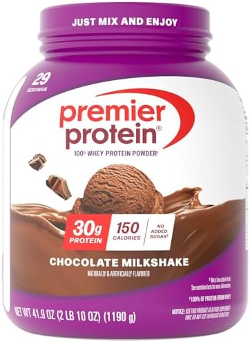 Premier Protein 30g High Protein Powder, 100% Whey, Chocolate, 17 Servings | No Added Sugar, Supports Muscle Health, Soy & Gluten-Free, 1.44 lb