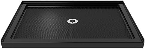 DreamLine SlimLine 32 in. D x 48 in. W x 2 3/4 in. H Center Drain Single Threshold Shower Base in Black, DLT-1132480-88