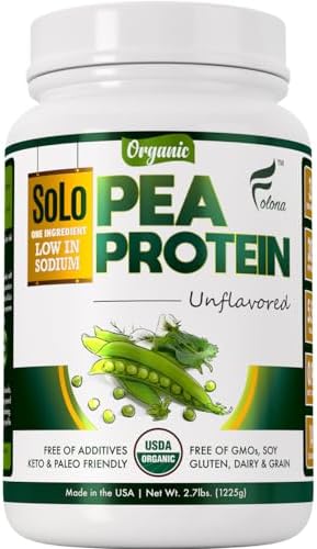 SOLO Organic Pea Protein Isolate, Unflavored Vegan Protein Powder (2.7 lbs)