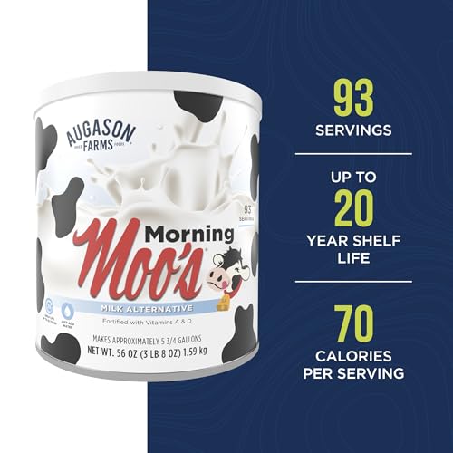 Augason Farms Morning Moo's Milk Alternative Can | 93 Servings, 20 Year Shelf Life, Certified Gluten Free