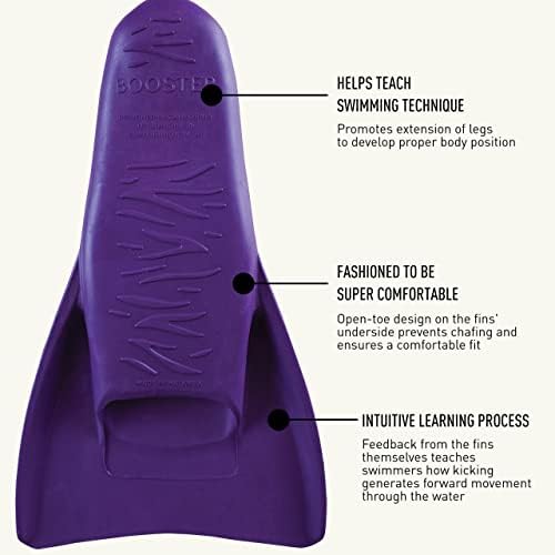 FINIS Booster Swim Fins for Kids - Floating Rubber Fins - Teaches Kick Technique - Open-Toe Design - Comfortable Fit