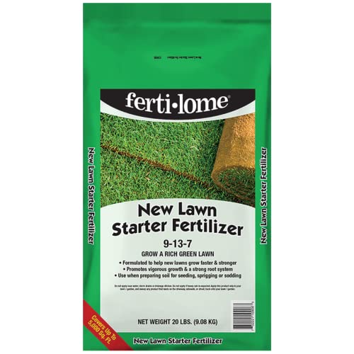Fertilome (10906) New Lawn Starter Fertilizer 9-13-7, 20 lbs | 9-13-7 seed & sod starter - Develops roots before rapid growth, safe for new lawns - Lawn starters