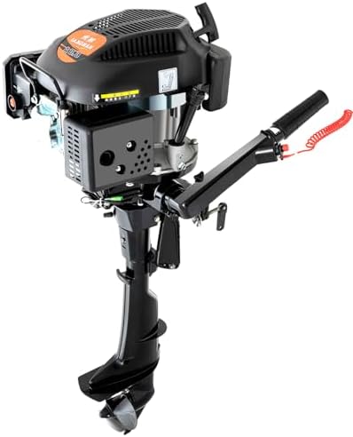 Outboard Boat Motor Air Cooled Gas Outboard Engine 360° Steering Pull Start Saltwater Outboard Boat Motor Fishing Boat Engine