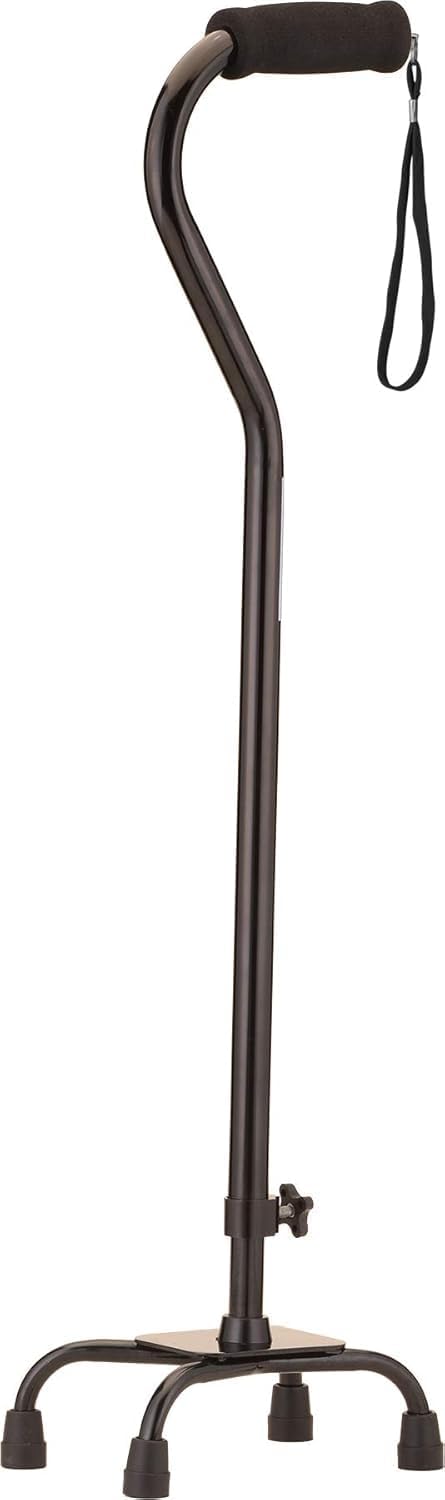 NOVA Heavy Duty Quad Cane with Large Base, 500 lb Weight Capacity Bariatric Walking Cane with Offset Handle, Adjustable Height Aluminum 4-Prong Cane, Right or Left Hand Use, Silver