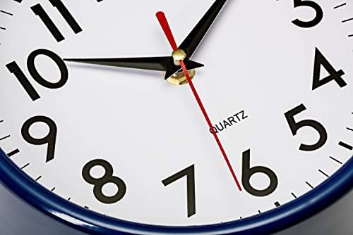 Bernhard Products Silver Wall Clock 8" Silent Non-Ticking Quality Quartz Battery Operated Clock for Home Kitchen Bedroom Bathroom Classroom Nursery