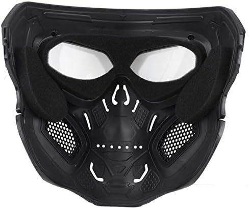 Tactical Mask Protective Full Face Clear Goggle Skull mask Dual Mode Wearing Design Adjustable Strap
