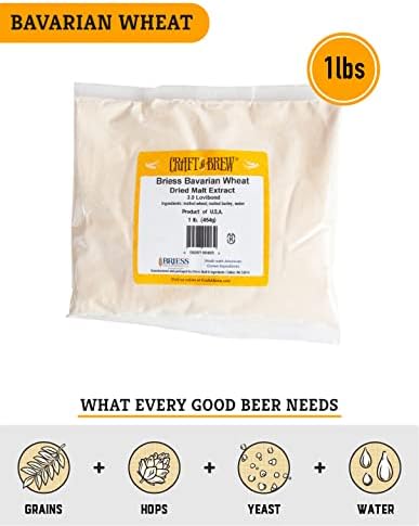 Craft a Brew - Dry Malt Extract for Brew Kit - All Purpose Base Extract - 1 Pound Bavarian Wheat - For Any Beer Style - Effective Fermentation