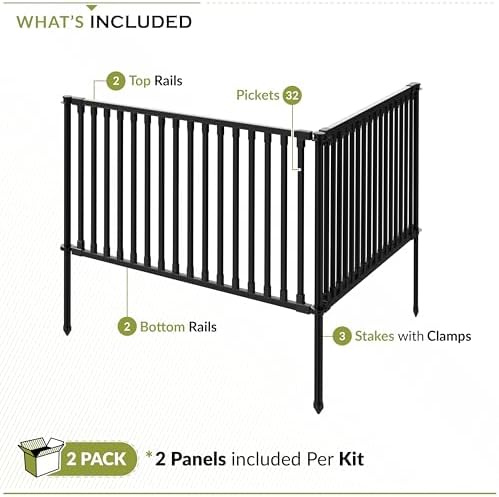 Zippity Madison Picket Fence Panels, White Vinyl DIY No Dig Kit | 2.5ftH x 2.3ftW, White, 2 Panels, Garden Border or Yard Enclosure, ZP19001