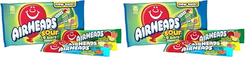 Airheads Full-Size Candy Bars, Assorted Taffy Variety Pack, 60 Count Box | Individually Wrapped Bulk Candy, Six Assorted Fruit Flavors, Artificially Flavored