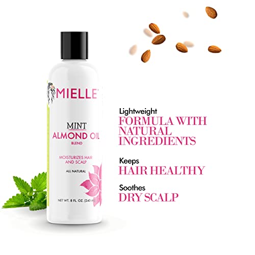 Mielle Organics Mint Almond Oil - Lightweight Dry Scalp Oil to Lock in Moisture and Help Encourage Longer