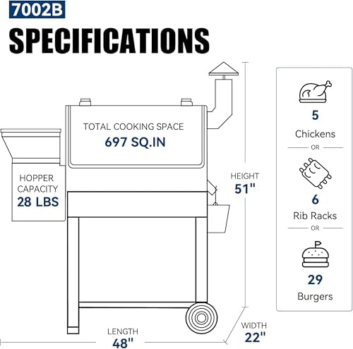 Z GRILLS Wood Pellet Smoker Grill, 8 in 1 BBQ Grill with Auto Temperature Control, 697 sq in Cooking Area for Backyard, Patio and Outdoor Cooking, 7002E, Sliver
