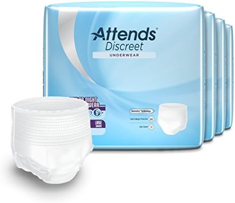 Attends Overnight Underwear for Adult Incontinence Care with ConfidenceCuff™ Protection, Overnight Absorbency, Unisex, X-Large, 12 Count (x4) | Unisex
