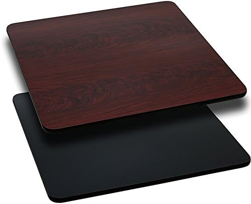 Flash Furniture 42" Square Reversible Table Top, Black/Mahogany | Reversible Laminate Top, Durable Construction, Commercial Use