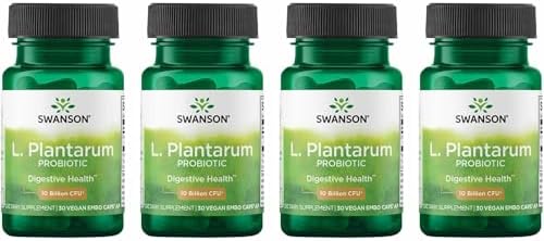 Swanson L. Plantarum - 10 Billion CFUs - Probiotic Supplement for Occasional Gas & Bloating - Supports Lower GI Tract Health* - No Refrigeration Needed - Non-GMO - 30 Vegan Capsules