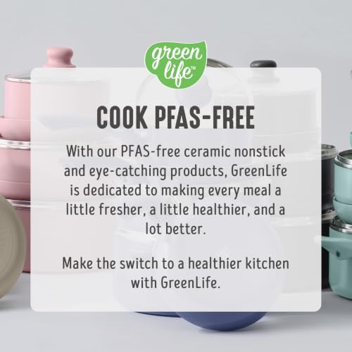 GreenLife 16 Piece Ceramic Nonstick Pots & Pans Cookware Set, Turquoise | PFAS-Free Ceramic Nonstick, Stockpot, Frying Pans, Saucepans, Sauté Pan, Stay-Cool Handles, Dishwasher & Oven Safe up to 350F