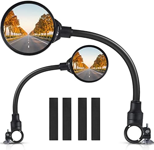 West Biking Bike Mirror Handlebar Mount, Adjustable Rotatable Bicycle Rear View Mirror, Wide Angle Acrylic Convex Safety Mirror for Mountain Road Bike