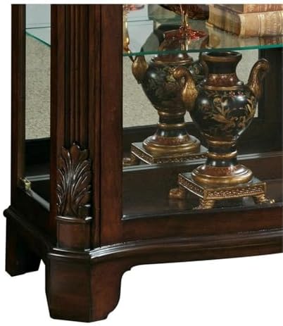 Pulaski Furniture Carved Wood 3 Shelf Curio Cabinet in Cherry Brown Finish