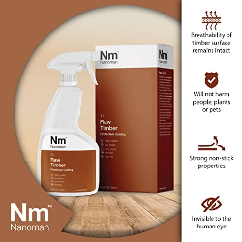 NANOMAN Wood Sealer & Water Repellent 750mL – Clear Penetrating Timber Protector for Waterproofing Raw Wood, Furniture