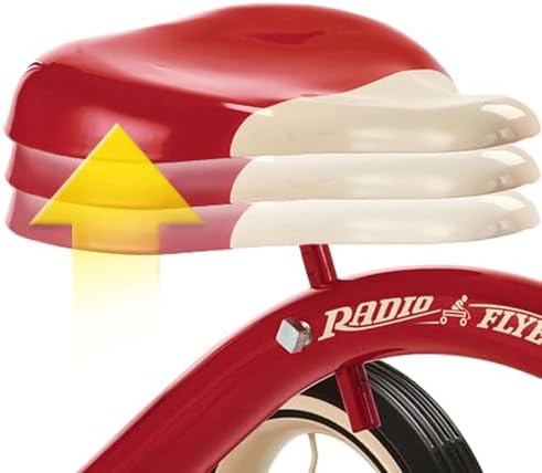Radio Flyer Classic Pink Tricycle, for Ages 2-4, 10" Front Wheel, Bell | Steel Frame, Adjustable Seat, Rubber Tires, Chrome Details, Rear Step, Controlled Turning Radius, Tricycle for Toddlers