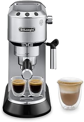 De'Longhi Dedica Espresso Machine, 15-Bar Pump, Frother, Stainless Steel | #1 Worldwide Espresso Machine Maker, Rapid Heat-Up, Frother, Compact Design, Easy to Clean