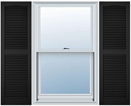 Mid America 00011455002 Standard Size Cathedral Top Center Mullion, Open Louver Vinyl Shutter, w/Installation Shutter-Lok's & Matching Screws (Per Pair), 002, 14 1/2"W x 55"H, Black