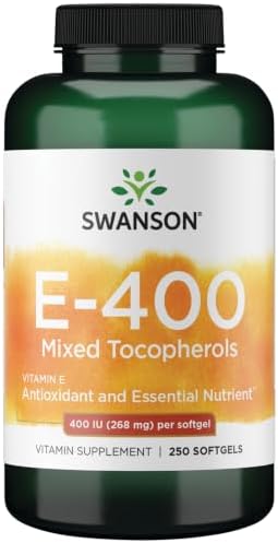 Swanson E-400 Mixed Tocopherols 400 IU, 250 Softgels | Provides 400 IU of Vitamin E from Mixed Tocopherols