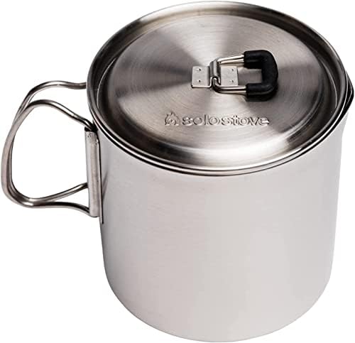 Solo Stove Solo Pot 900 - Lightweight Stainless Steel Backpacking Pot | Boil Water Quickly | Volume Markings and Pour Spout