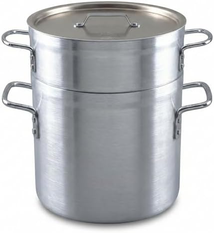 Alegacy Eagleware Double Boiler Pot, 11 Quart Commercial Aluminum Double Boiler with Lid, Heavy Gauge Polished Finish, Professional Cookware | EWDB12