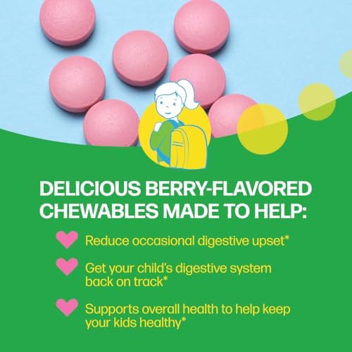 Culturelle Daily Chewable Probiotics for Kids Ages 3+, Berry Flavor, 30 Ct | From the #1 Pediatrician Recommended Brand± Promotes Digestive Gut Health, Oral Care & Immune Support* 5B CFUs, Gluten Free
