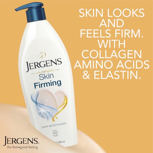 Jergens Skin Firming Body Lotion for Dry to Extra Dry Skin, Skin Tightening Cream with Collagen and Elastin, Dermatologist Tested, Hydralucence Blend Formula, 16.8 Oz | Tightening Cream for Dry Skin, Smoothes and Tones, Collagen and Elastin Formula, Derm…
